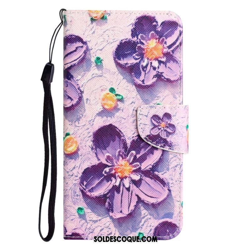 Housse iPhone 15 Déclinaison Florale à Lanière