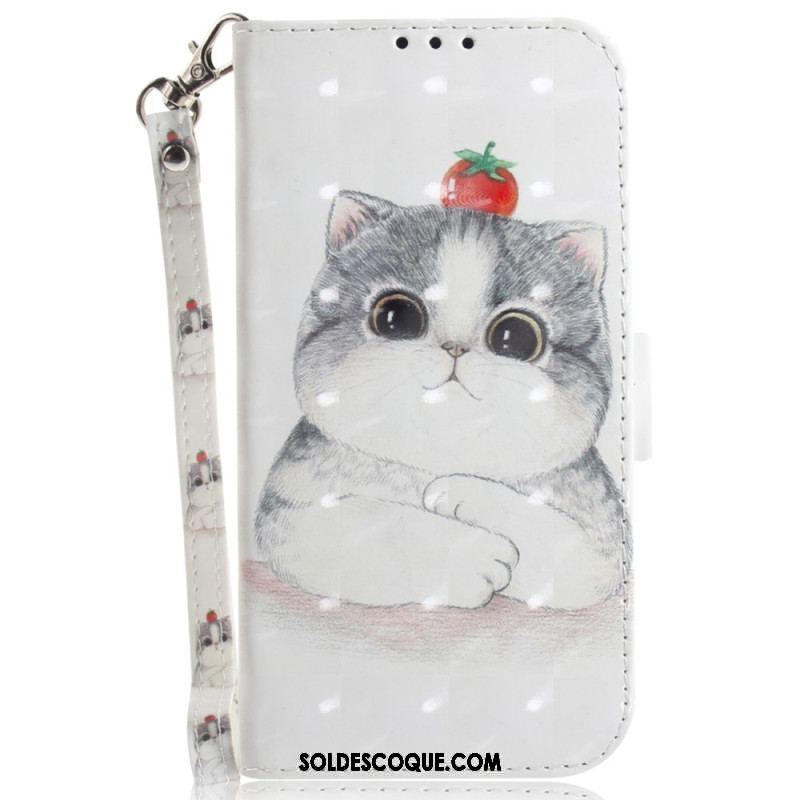 Housse iPhone 15 Plus Chat Graphique à Lanière