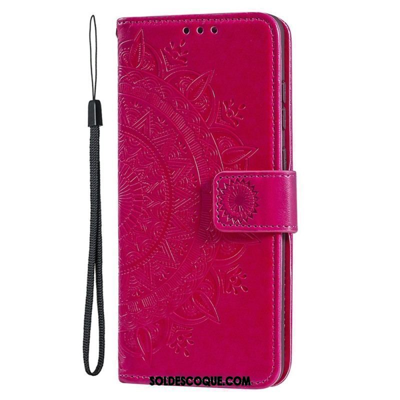 Housse iPhone 15 Plus Mandala Soleil avec Lanière