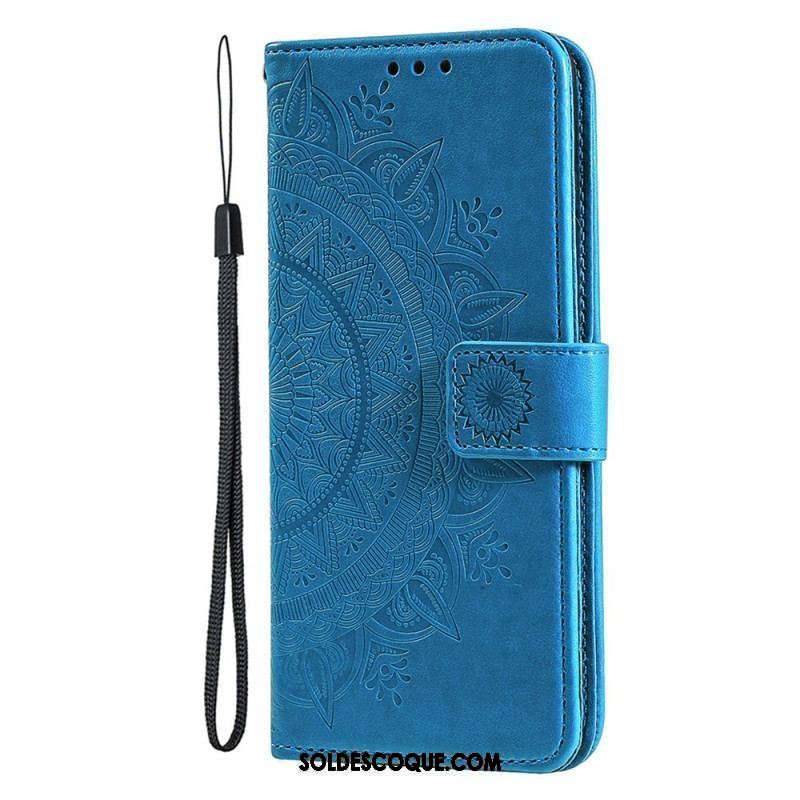 Housse iPhone 15 Plus Mandala Soleil avec Lanière