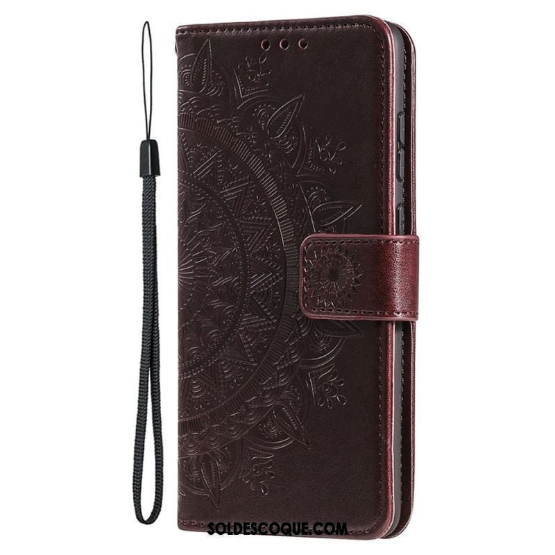 Housse iPhone 15 Plus Mandala Soleil avec Lanière