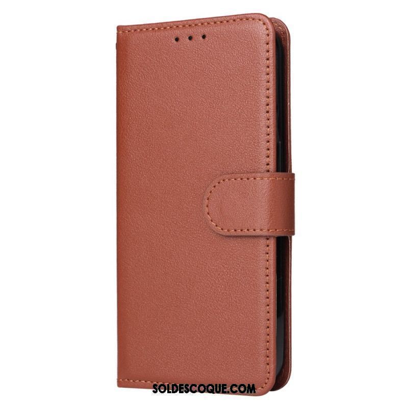 Housse iPhone 15 Plus Style Cuir Classique à Lanière