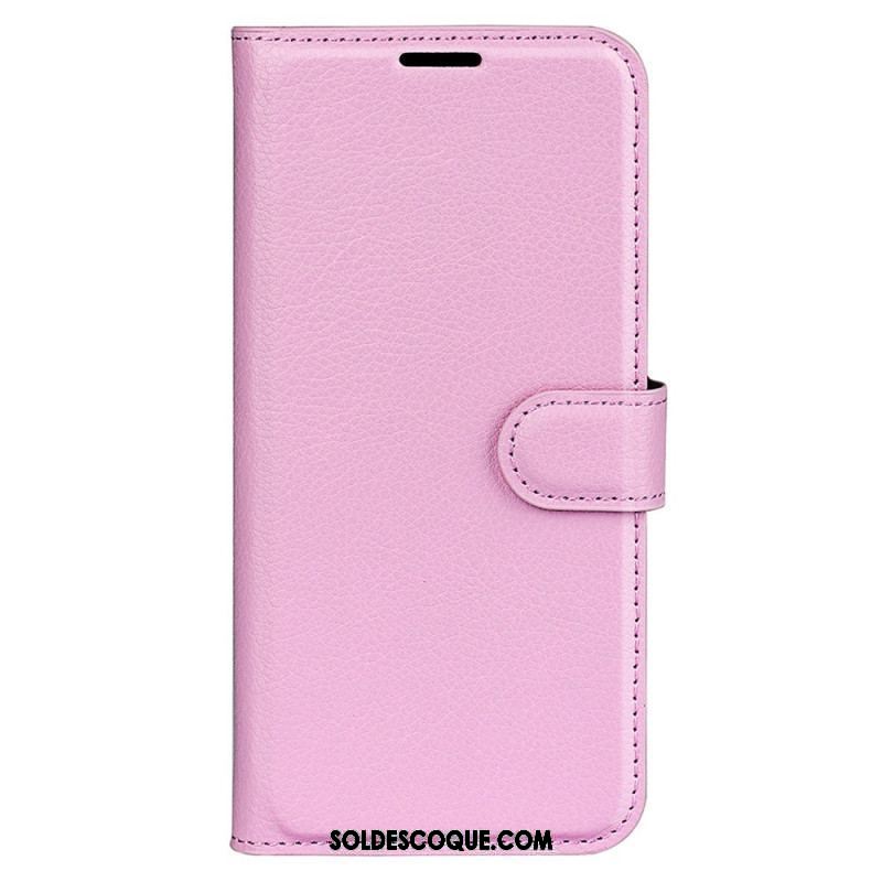 Housse iPhone 15 Pro Simili Cuir Litchi Classique