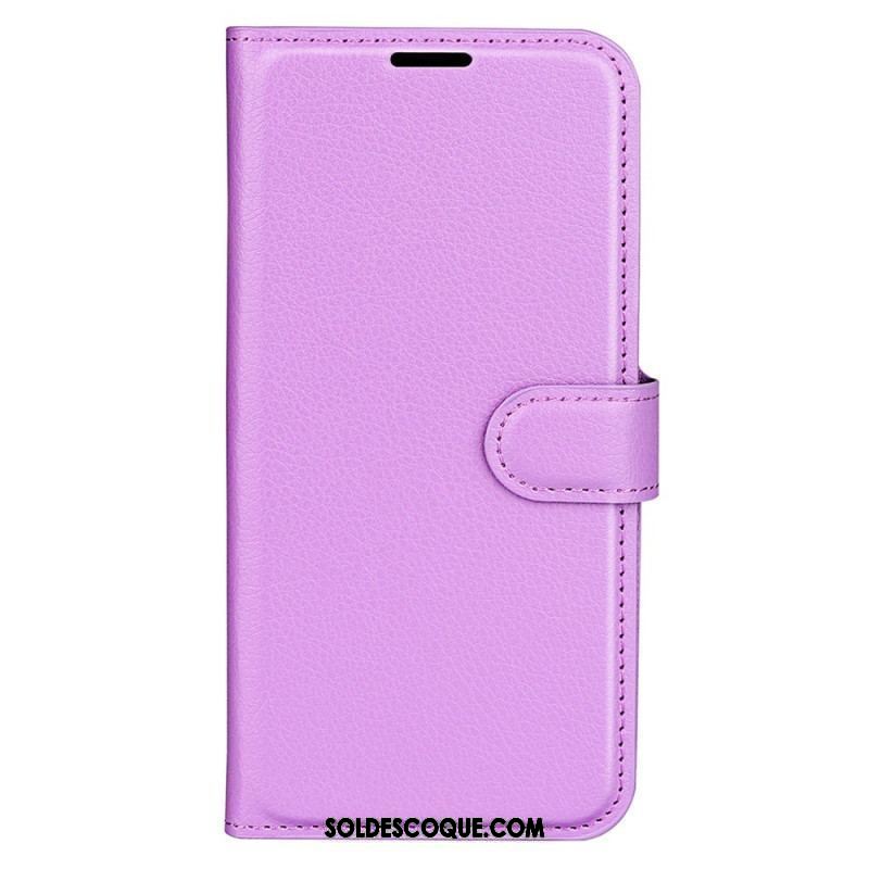 Housse iPhone 15 Pro Simili Cuir Litchi Classique