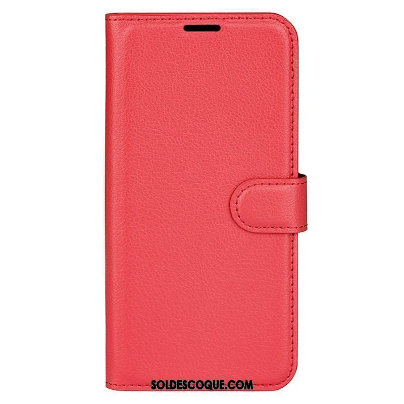 Housse iPhone 15 Simili Cuir Litchi Classique