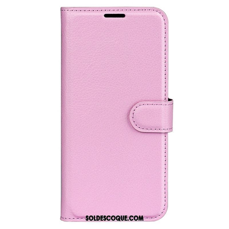 Housse iPhone 15 Simili Cuir Litchi Classique