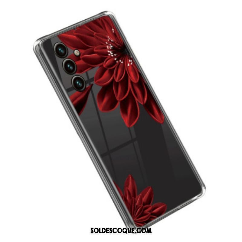 Coque Samsung Galaxy A14 5G / A14 Transparente Fleur Rouge