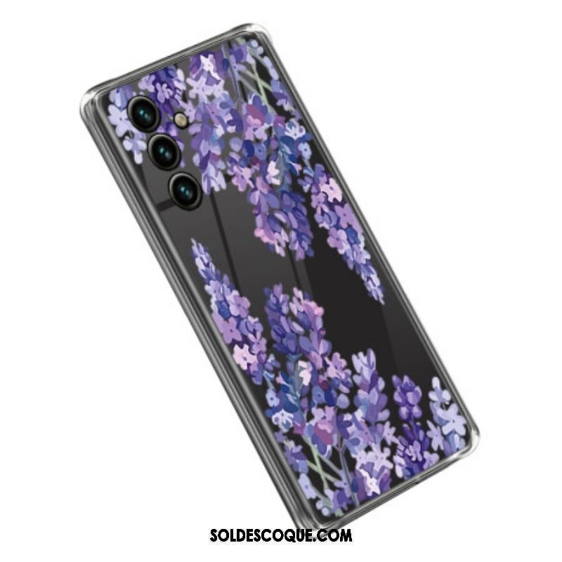 Coque Samsung Galaxy A14 5G / A14 Transparente Fleurs Violettes