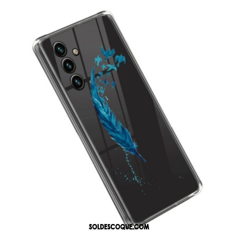 Coque Samsung Galaxy A14 5G / A14 Transparente Plume Bleue