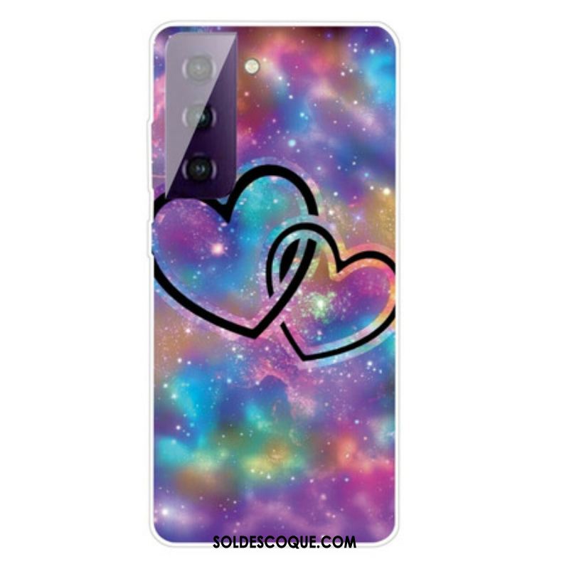 Coque Samsung Galaxy S21 FE Coeurs Enchaînés