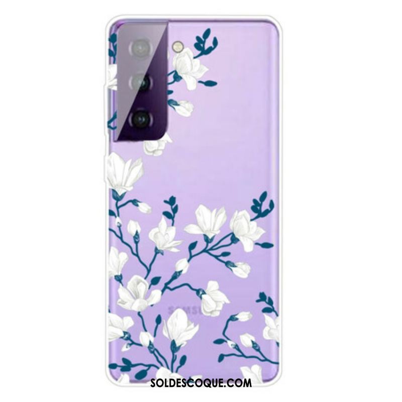 Coque Samsung Galaxy S21 FE Fleurs Blanches