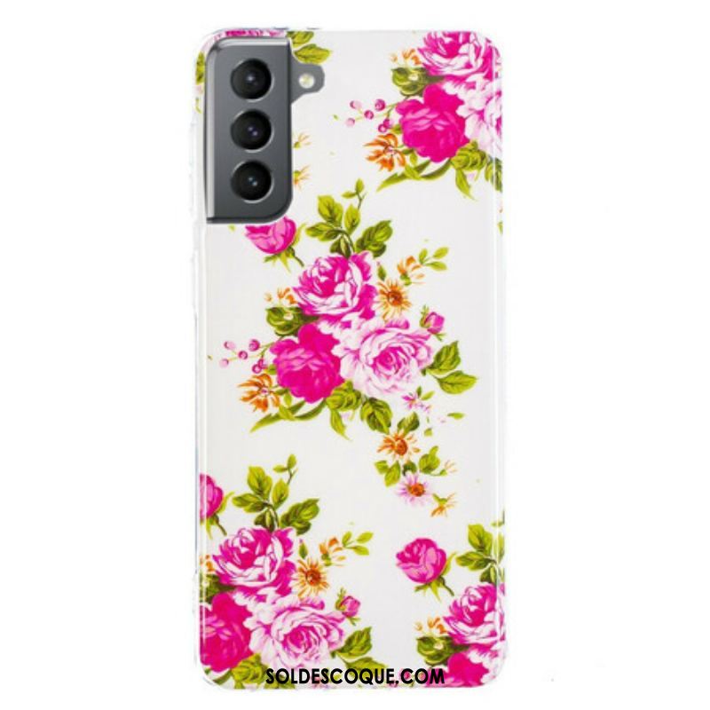 Coque Samsung Galaxy S21 FE Fleurs Liberty Fluorescente