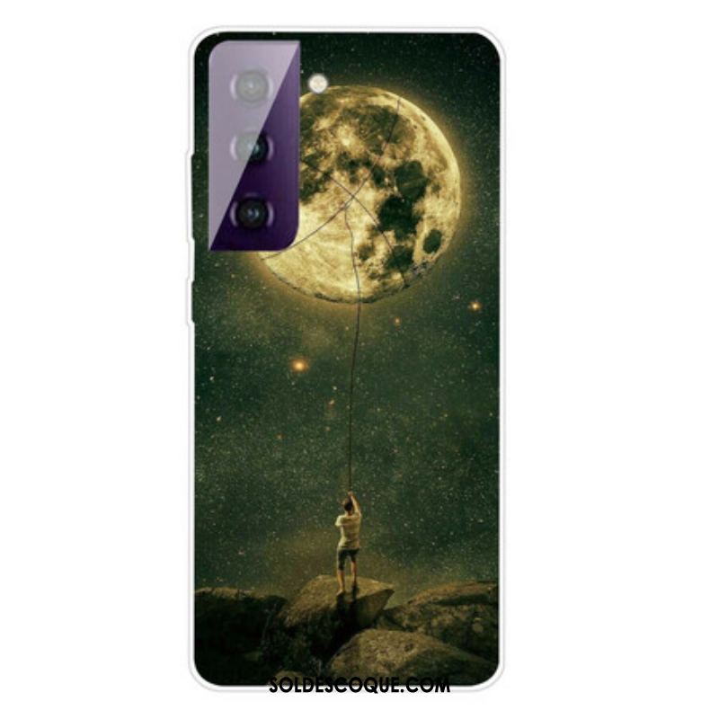 Coque Samsung Galaxy S21 FE Flexible Homme à la Lune