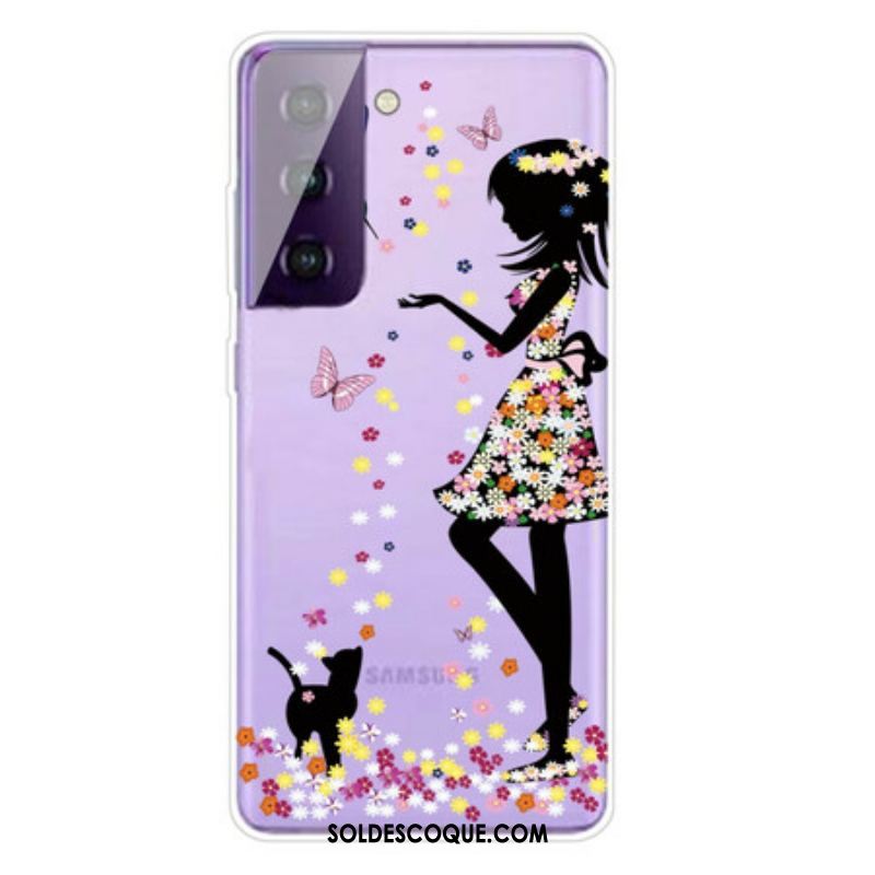 Coque Samsung Galaxy S21 FE Jolie Tête Fleurie