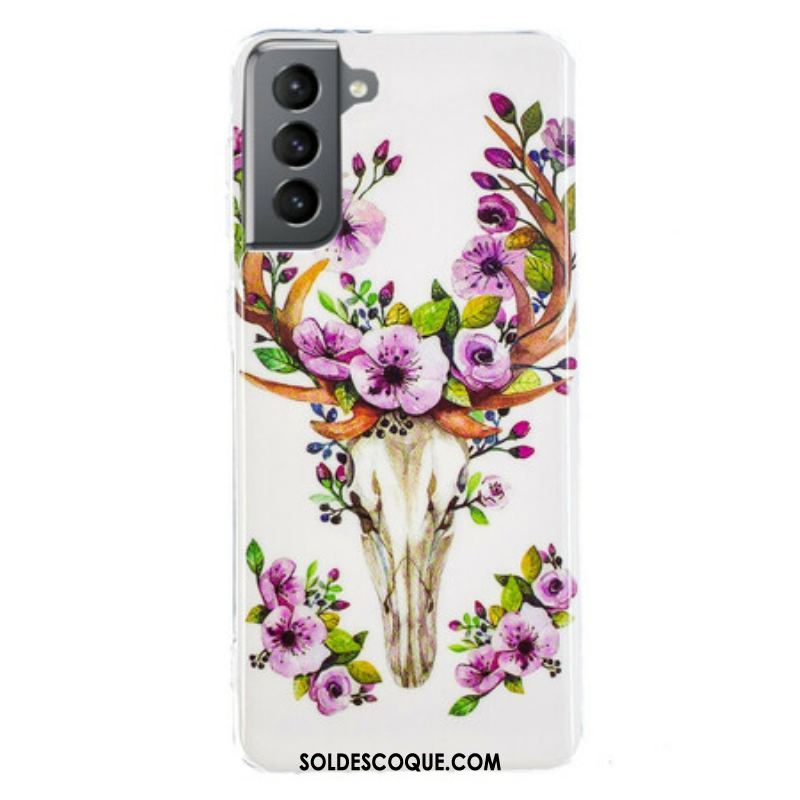 Coque Samsung Galaxy S21 FE Wapiti Fleuri Fluorescente