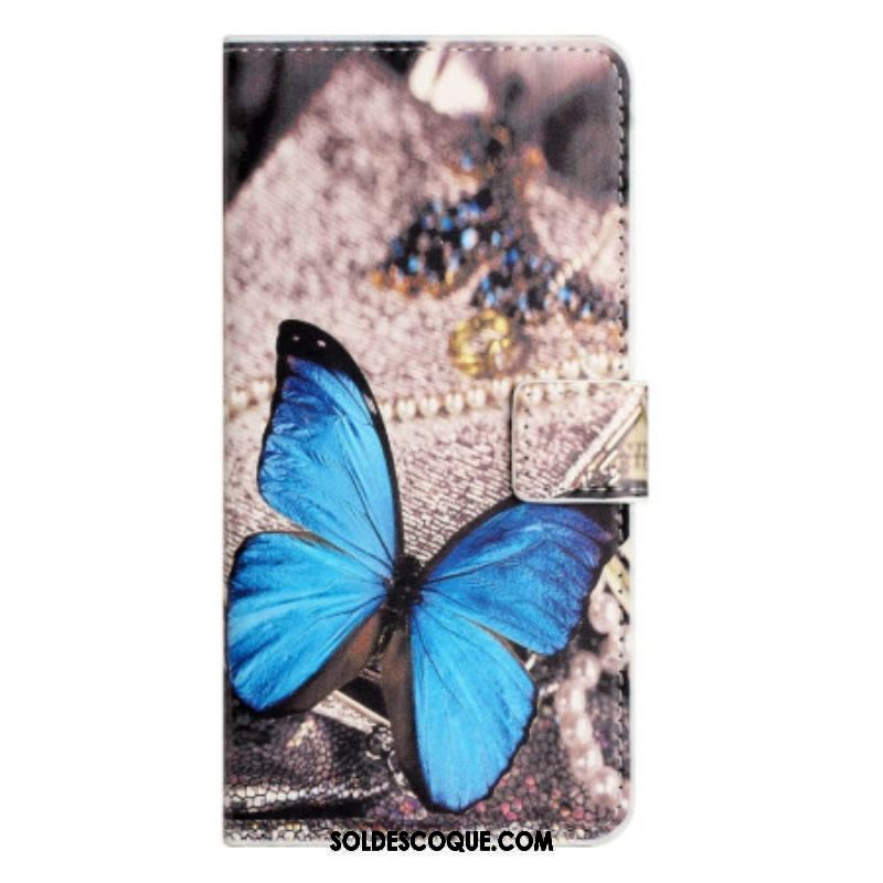 Housse Samsung Galaxy A14 5G / A14 Papillon Bleu