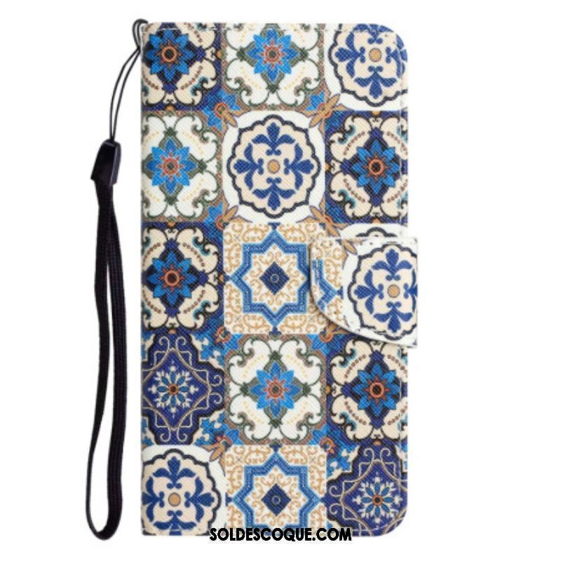 Housse Samsung Galaxy A14 5G / A14 Patchwork à Lanière