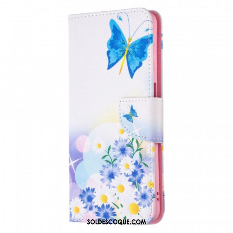 Housse Samsung Galaxy M52 5G Papillon et Fleurs