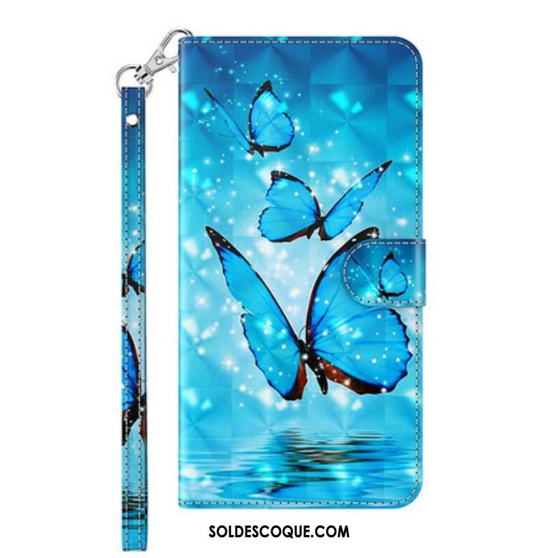 Housse Samsung Galaxy S21 FE Papillons Bleus Volants